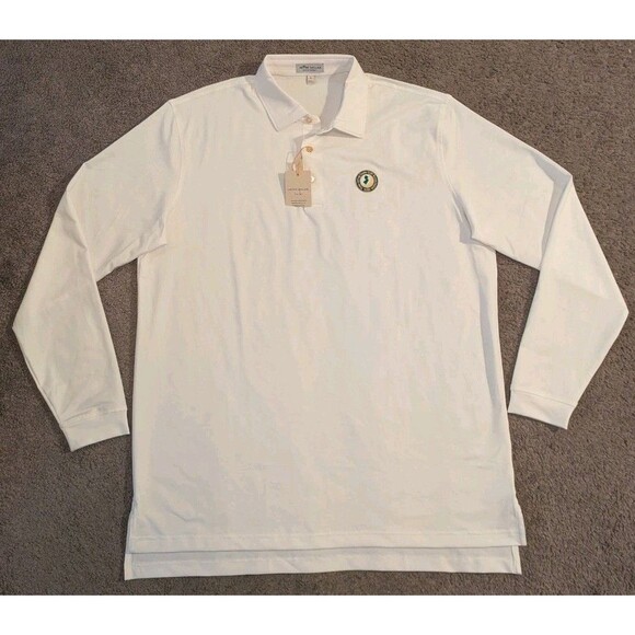 Peter Millar Summer Comfort Solid Stretch Jersey Long Sleeve Polo ME0Ek01SLS L - Picture 1 of 8